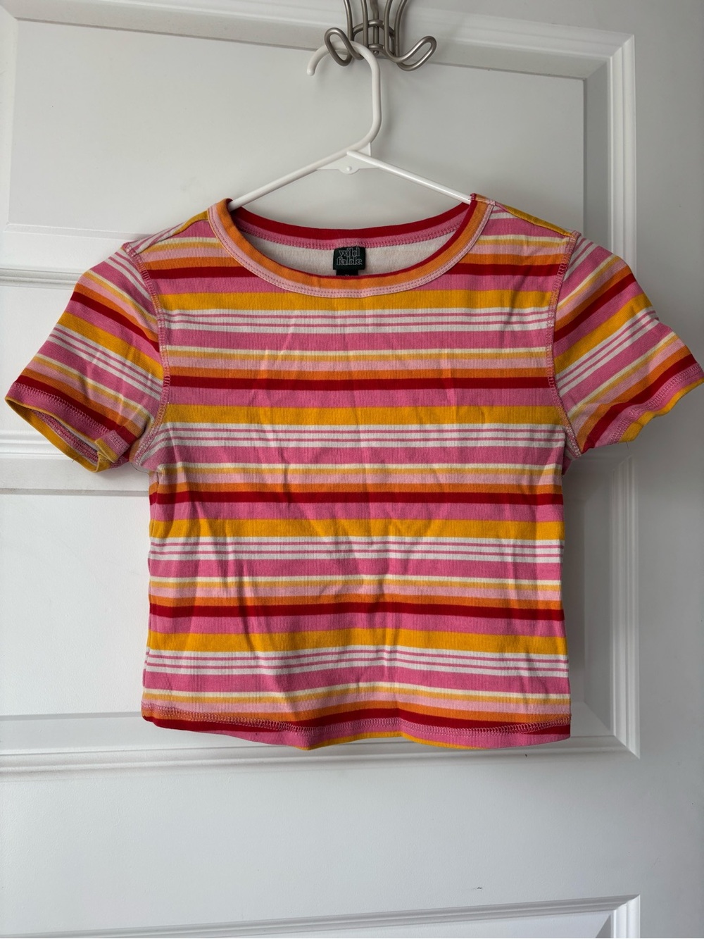 Striped Short Sleeve Tee - Pink, Yellow & Red